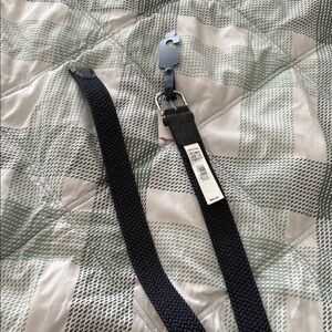 Navy Blue Woven Belt with Silver Buckle